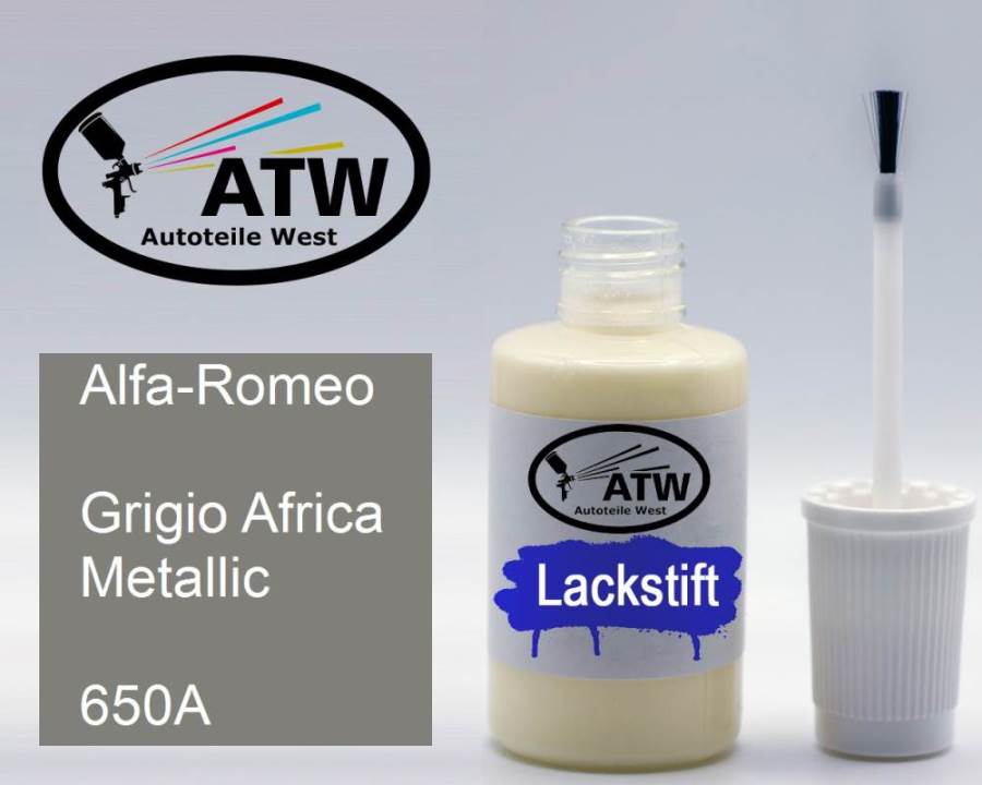 Alfa-Romeo, Grigio Africa Metallic, 650A: 20ml Lackstift, von ATW Autoteile West.